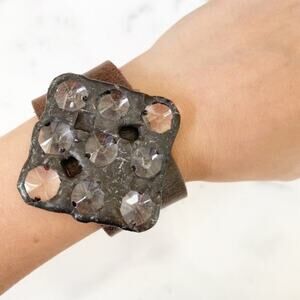 Jamie Dietrich Glass Leather Cuff Bracelet